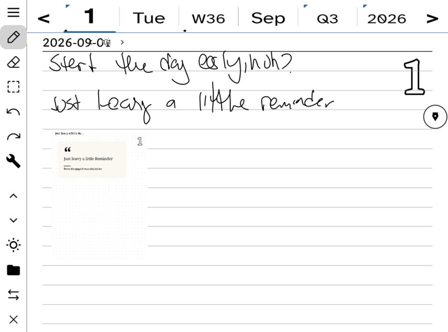 A handwritten note page on a lined template
