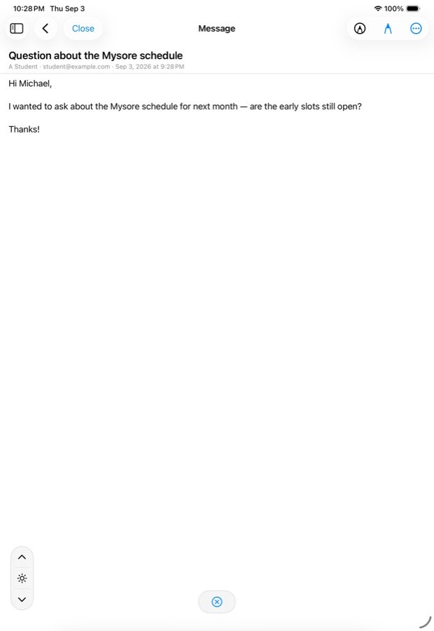 A letter open on the iPad